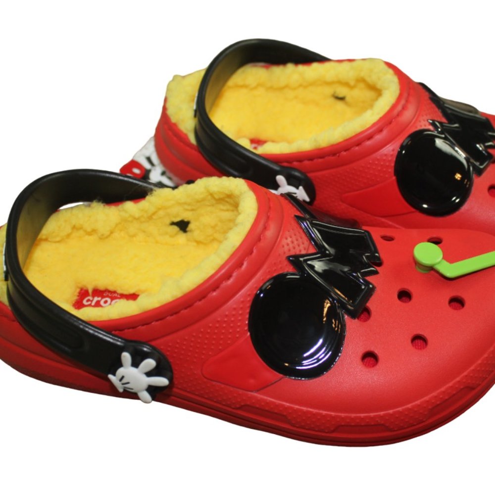 Crocs Classic Lined Disney Mickey Mouse Red Clog Shoes Kids J3 C11 C13 11 13 NWT